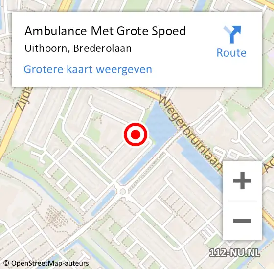 Locatie op kaart van de 112 melding: Ambulance Met Grote Spoed Naar Uithoorn, Brederolaan op 10 juni 2017 15:35