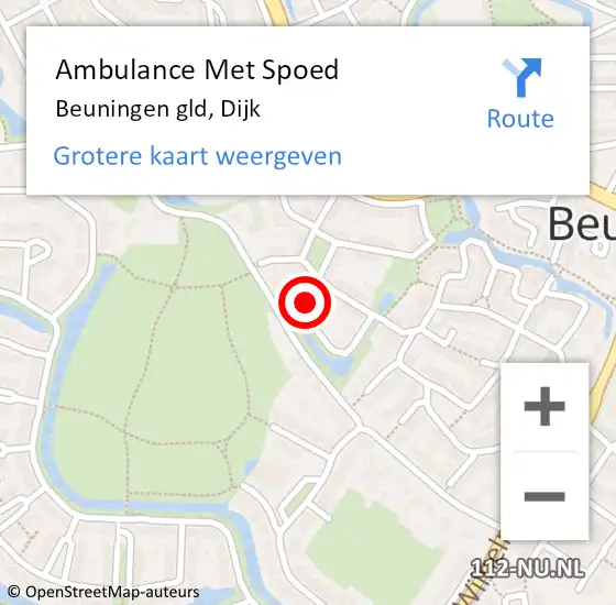 Locatie op kaart van de 112 melding: Ambulance Met Spoed Naar Beuningen gld, Dijk op 10 juni 2017 15:36