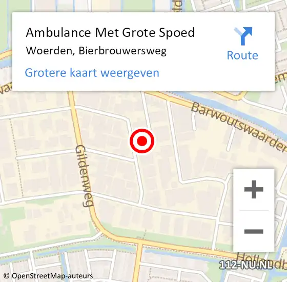 Locatie op kaart van de 112 melding: Ambulance Met Grote Spoed Naar Woerden, Bierbrouwersweg op 23 januari 2014 11:58