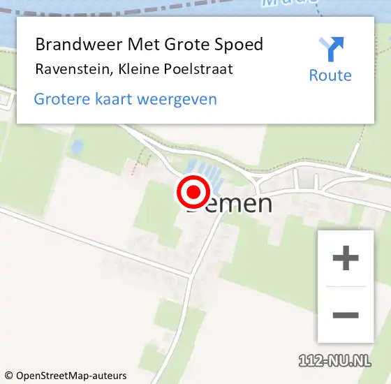 Locatie op kaart van de 112 melding: Brandweer Met Grote Spoed Naar Ravenstein, Kleine Poelstraat op 10 juni 2017 16:06