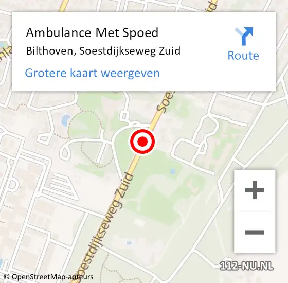 Locatie op kaart van de 112 melding: Ambulance Met Spoed Naar Bilthoven, Soestdijkseweg Zuid op 10 juni 2017 16:25