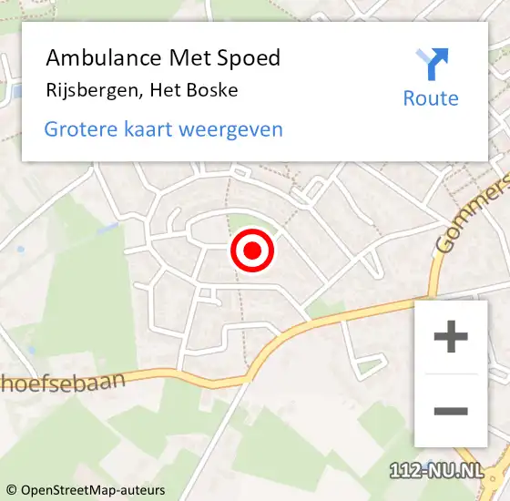 Locatie op kaart van de 112 melding: Ambulance Met Spoed Naar Rijsbergen, Het Boske op 10 juni 2017 16:30