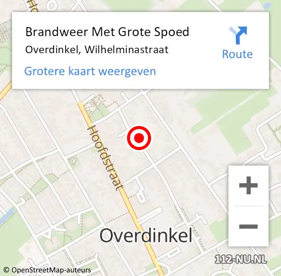 Locatie op kaart van de 112 melding: Brandweer Met Grote Spoed Naar Overdinkel, Wilhelminastraat op 10 juni 2017 16:31