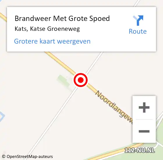 Locatie op kaart van de 112 melding: Brandweer Met Grote Spoed Naar Kats, Katse Groeneweg op 10 juni 2017 16:51