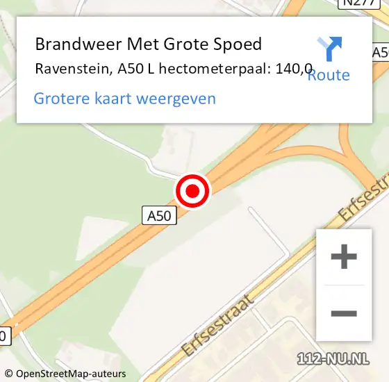 Locatie op kaart van de 112 melding: Brandweer Met Grote Spoed Naar Ravenstein, A50 hectometerpaal: 139,1 op 10 juni 2017 16:53