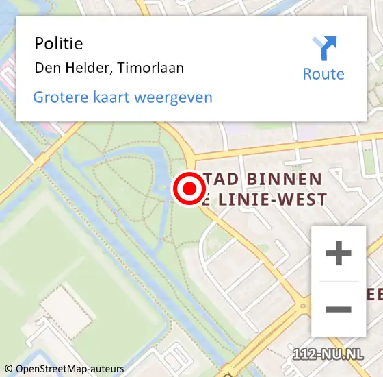 Locatie op kaart van de 112 melding: Politie Den Helder, Timorlaan op 10 juni 2017 17:05