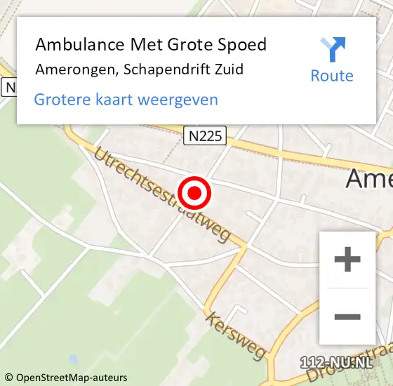 Locatie op kaart van de 112 melding: Ambulance Met Grote Spoed Naar Amerongen, Schapendrift Zuid op 10 juni 2017 17:15