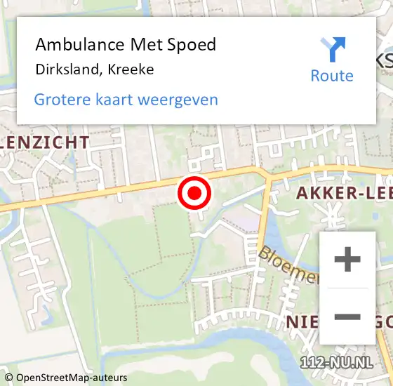 Locatie op kaart van de 112 melding: Ambulance Met Spoed Naar Dirksland, Kreeke op 10 juni 2017 17:51