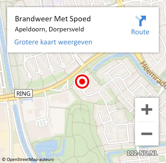 Locatie op kaart van de 112 melding: Brandweer Met Spoed Naar Apeldoorn, Dorpersveld op 10 juni 2017 18:08