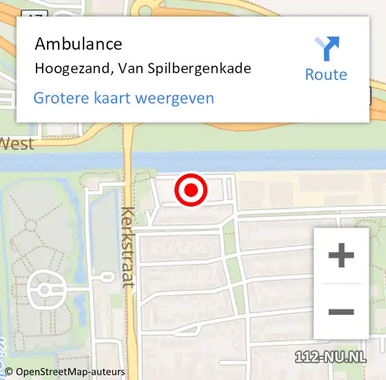 Locatie op kaart van de 112 melding: Ambulance Hoogezand, Van Spilbergenkade op 10 juni 2017 18:12