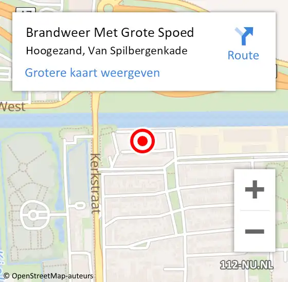 Locatie op kaart van de 112 melding: Brandweer Met Grote Spoed Naar Hoogezand, Van Spilbergenkade op 10 juni 2017 18:12