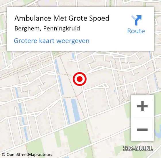 Locatie op kaart van de 112 melding: Ambulance Met Grote Spoed Naar Berghem, Penningkruid op 10 juni 2017 18:54