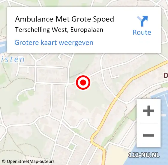 Locatie op kaart van de 112 melding: Ambulance Met Grote Spoed Naar Terschelling West, Europalaan op 10 juni 2017 19:20
