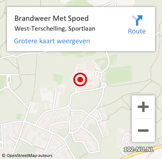 Locatie op kaart van de 112 melding: Brandweer Met Spoed Naar West-Terschelling, Sportlaan op 10 juni 2017 19:48