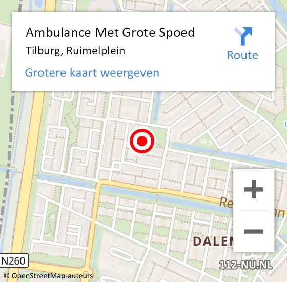 Locatie op kaart van de 112 melding: Ambulance Met Grote Spoed Naar Tilburg, Ruimelplein op 10 juni 2017 19:53