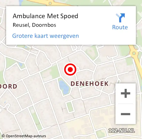 Locatie op kaart van de 112 melding: Ambulance Met Spoed Naar Reusel, Doornbos op 10 juni 2017 20:07