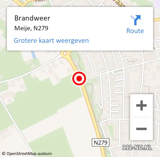 Locatie op kaart van de 112 melding: Brandweer Meije, N279 op 10 juni 2017 20:21