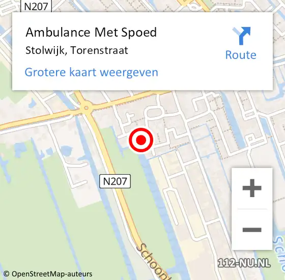 Locatie op kaart van de 112 melding: Ambulance Met Spoed Naar Stolwijk, Torenstraat op 10 juni 2017 20:35