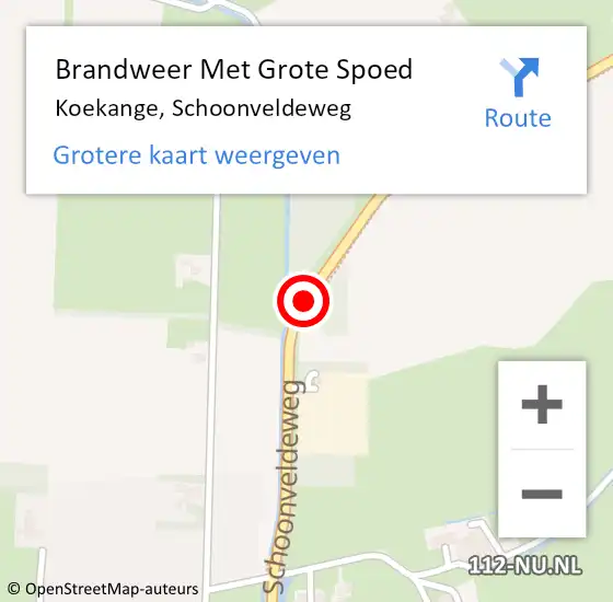 Locatie op kaart van de 112 melding: Brandweer Met Grote Spoed Naar Koekange, Schoonveldeweg op 10 juni 2017 20:38