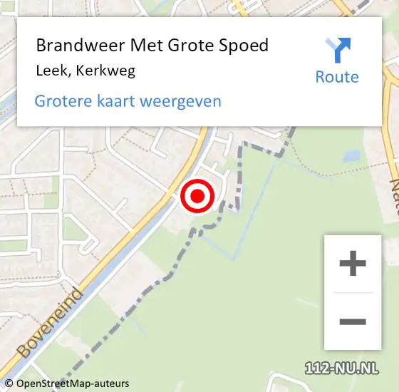 Locatie op kaart van de 112 melding: Brandweer Met Grote Spoed Naar Leek, Kerkweg op 10 juni 2017 21:08