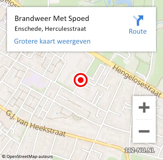 Locatie op kaart van de 112 melding: Brandweer Met Spoed Naar Enschede, Herculesstraat op 10 juni 2017 21:08