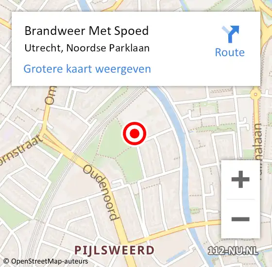 Locatie op kaart van de 112 melding: Brandweer Met Spoed Naar Utrecht, Noordse Parklaan op 10 juni 2017 21:24