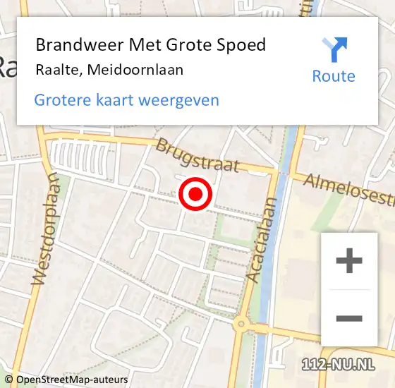 Locatie op kaart van de 112 melding: Brandweer Met Grote Spoed Naar Raalte, Meidoornlaan op 10 juni 2017 21:25