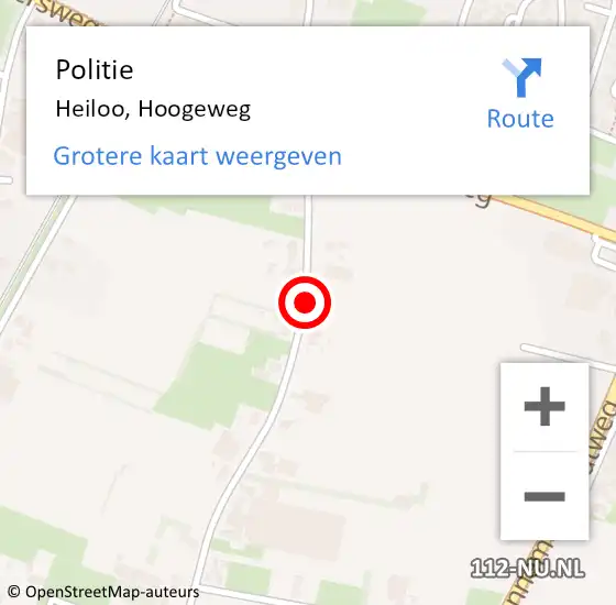 Locatie op kaart van de 112 melding: Politie Heiloo, Hoogeweg op 10 juni 2017 21:37