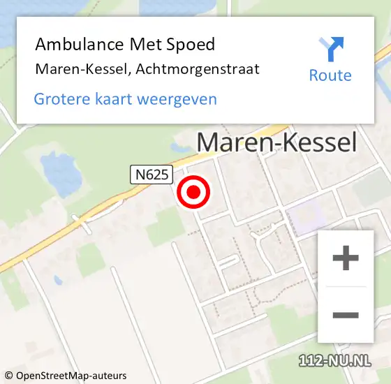 Locatie op kaart van de 112 melding: Ambulance Met Spoed Naar Maren-Kessel, Achtmorgenstraat op 10 juni 2017 22:38