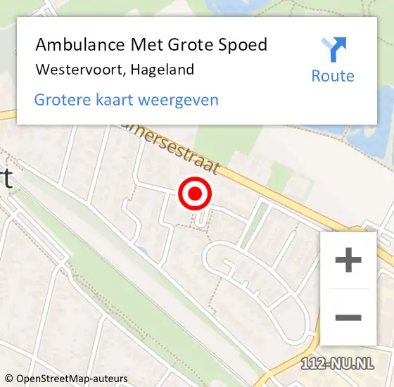 Locatie op kaart van de 112 melding: Ambulance Met Grote Spoed Naar Westervoort, Hageland op 10 juni 2017 23:07