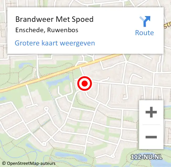 Locatie op kaart van de 112 melding: Brandweer Met Spoed Naar Enschede, Ruwenbos op 11 juni 2017 00:23