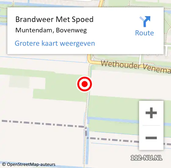 Locatie op kaart van de 112 melding: Brandweer Met Spoed Naar Muntendam, Bovenweg op 11 juni 2017 01:11