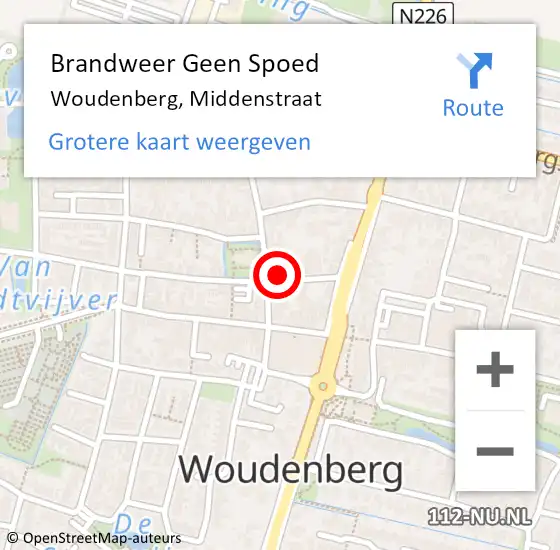 Locatie op kaart van de 112 melding: Brandweer Geen Spoed Naar Woudenberg, Middenstraat op 11 juni 2017 01:16