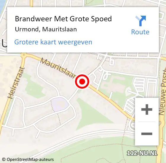 Locatie op kaart van de 112 melding: Brandweer Met Grote Spoed Naar Urmond, Mauritslaan op 11 juni 2017 01:45