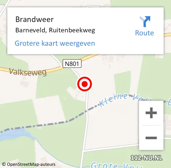 Locatie op kaart van de 112 melding: Brandweer Barneveld, Ruitenbeekweg op 11 juni 2017 01:45
