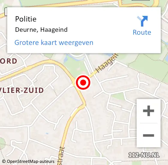 Locatie op kaart van de 112 melding: Politie Deurne, Haageind op 11 juni 2017 03:21