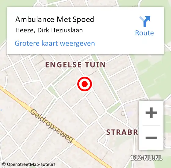 Locatie op kaart van de 112 melding: Ambulance Met Spoed Naar Heeze, Dirk Heziuslaan op 11 juni 2017 03:39