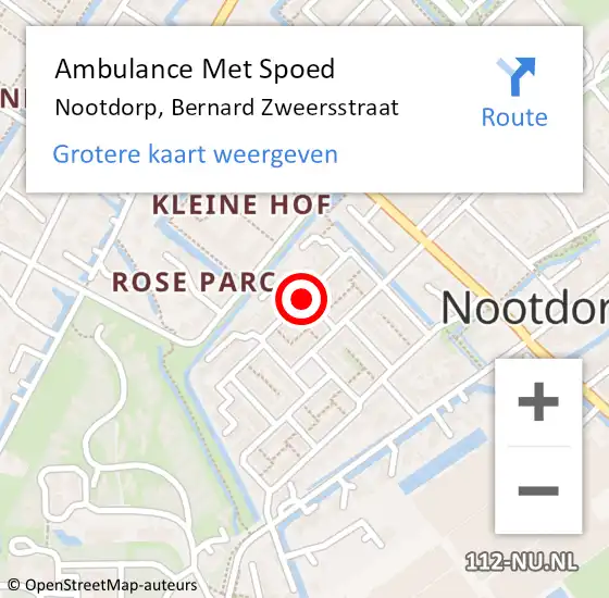 Locatie op kaart van de 112 melding: Ambulance Met Spoed Naar Nootdorp, Bernard Zweersstraat op 11 juni 2017 03:48