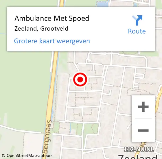 Locatie op kaart van de 112 melding: Ambulance Met Spoed Naar Zeeland, Grootveld op 11 juni 2017 03:58