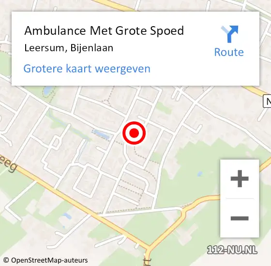 Locatie op kaart van de 112 melding: Ambulance Met Grote Spoed Naar Leersum, Bijenlaan op 11 juni 2017 04:12