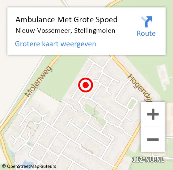 Locatie op kaart van de 112 melding: Ambulance Met Grote Spoed Naar Nieuw-Vossemeer, Stellingmolen op 11 juni 2017 06:06