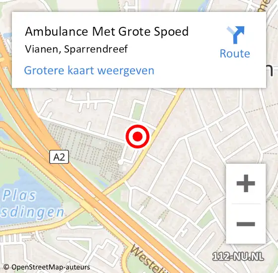 Locatie op kaart van de 112 melding: Ambulance Met Grote Spoed Naar Vianen, Sparrendreef op 11 juni 2017 06:34