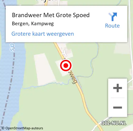 Locatie op kaart van de 112 melding: Brandweer Met Grote Spoed Naar Bergen, Kampweg op 11 juni 2017 06:34