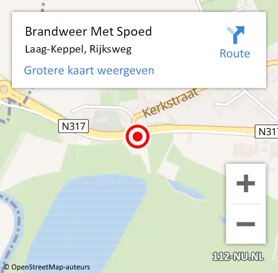 Locatie op kaart van de 112 melding: Brandweer Met Spoed Naar Laag-Keppel, Rijksweg op 11 juni 2017 06:37