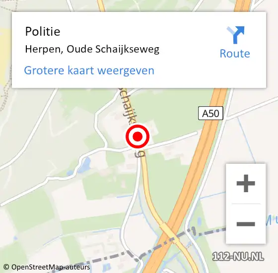 Locatie op kaart van de 112 melding: Politie Herpen, Oude Schaijkseweg op 11 juni 2017 06:47