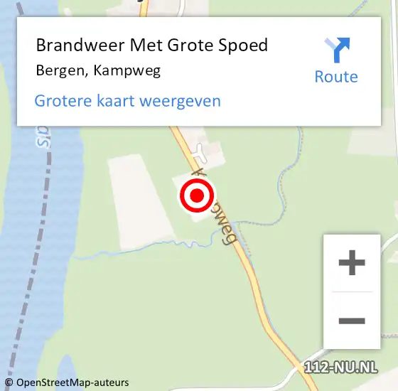 Locatie op kaart van de 112 melding: Brandweer Met Grote Spoed Naar Bergen, Kampweg op 11 juni 2017 06:47