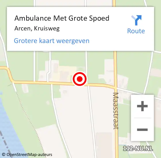 Locatie op kaart van de 112 melding: Ambulance Met Grote Spoed Naar Arcen, Kruisweg op 11 juni 2017 07:03