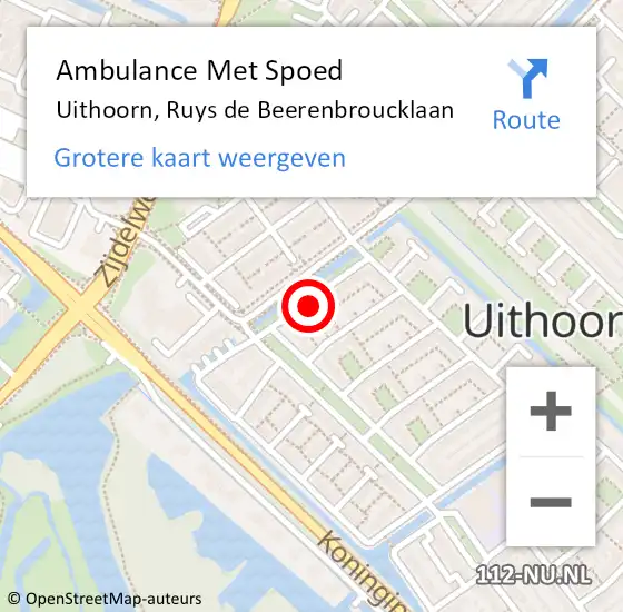 Locatie op kaart van de 112 melding: Ambulance Met Spoed Naar Uithoorn, Ruys de Beerenbroucklaan op 11 juni 2017 07:20