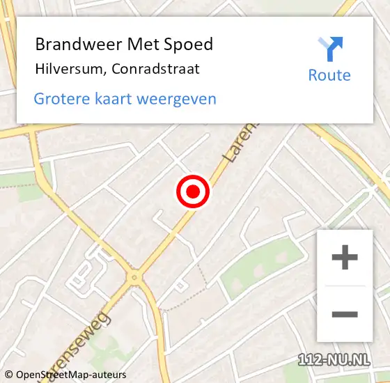 Locatie op kaart van de 112 melding: Brandweer Met Spoed Naar Hilversum, Conradstraat op 11 juni 2017 09:04