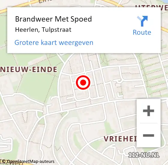 Locatie op kaart van de 112 melding: Brandweer Met Spoed Naar Heerlen, Tulpstraat op 11 juni 2017 09:24